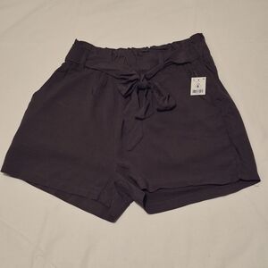 Ardene High-Waist Tie Belt Shorts — Charcoal Gray